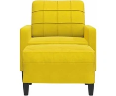 Sofa Krėslas su pakoja, geltonos spalvos, 60cm, aksomas