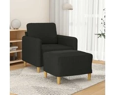 Sofa Krėslas su pakoja, juodos spalvos, 60cm, audinys
