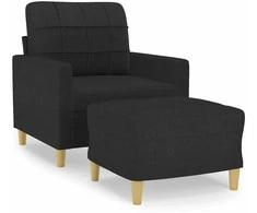 Sofa Krėslas su pakoja, juodos spalvos, 60cm, audinys