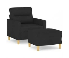 Sofa Krėslas su pakoja, juodos spalvos, 60cm, audinys
