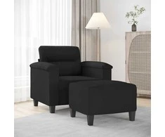 Sofa Krėslas su pakoja, juodos spalvos, 60cm, mikropluošto audinys
