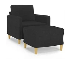 Sofa Krėslas su pakoja, juodos spalvos, 60cm, audinys