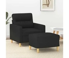 Sofa Krėslas su pakoja, juodos spalvos, 60cm, audinys