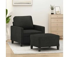 Sofa Krėslas su pakoja, juodos spalvos, 60cm, audinys