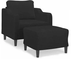 Sofa Krėslas su pakoja, juodos spalvos, 60cm, audinys