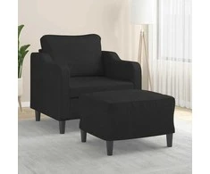Sofa Krėslas su pakoja, juodos spalvos, 60cm, audinys