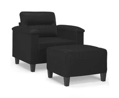 Sofa Krėslas su pakoja, juodos spalvos, 60cm, dirbtinė oda