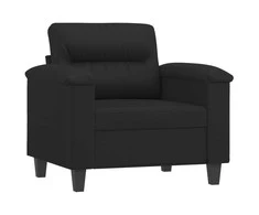 Sofa Krėslas su pakoja, juodos spalvos, 60cm, dirbtinė oda