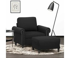 Sofa Krėslas su pakoja, juodos spalvos, 60cm, aksomas