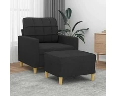 Sofa Krėslas su pakoja, juodos spalvos, 60cm, audinys