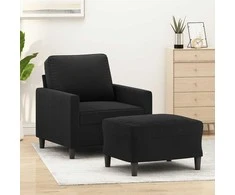 Sofa Krėslas su pakoja, juodos spalvos, 60cm, aksomas