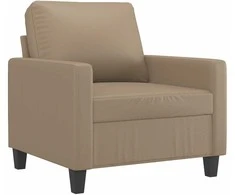 Sofa Krėslas su pakoja, kapučino spalvos, 60cm, dirbtinė oda