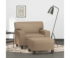 Sofa Krėslas su pakoja, kapučino spalvos, 60cm, dirbtinė oda