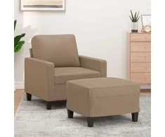 Sofa Krėslas su pakoja, kapučino spalvos, 60cm, dirbtinė oda