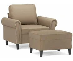 Sofa Krėslas su pakoja, kapučino spalvos, 60cm, dirbtinė oda