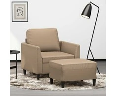 Sofa Krėslas su pakoja, kapučino spalvos, 60cm, dirbtinė oda