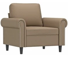 Sofa Krėslas su pakoja, kapučino spalvos, 60cm, dirbtinė oda