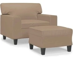 Sofa Krėslas su pakoja, kapučino spalvos, 60cm, dirbtinė oda