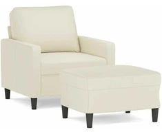 Sofa Krėslas su pakoja, kreminės spalvos, 60cm, aksomas