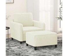 Sofa Krėslas su pakoja, kreminės spalvos, 60cm, aksomas