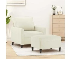 Sofa Krėslas su pakoja, kreminės spalvos, 60cm, aksomas
