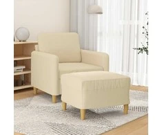 Sofa Krėslas su pakoja, kreminės spalvos, 60cm, audinys