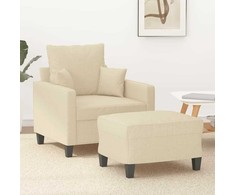 Sofa Krėslas su pakoja, kreminės spalvos, 60cm, audinys