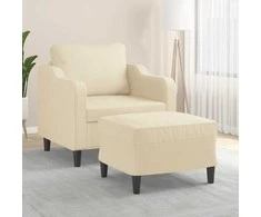 Sofa Krėslas su pakoja, kreminės spalvos, 60cm, audinys