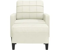 Sofa Krėslas su pakoja, kreminės spalvos, 60cm, aksomas