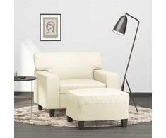 Sofa Krėslas su pakoja, kreminės spalvos, 60cm, dirbtinė oda
