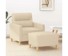 Sofa Krėslas su pakoja, kreminės spalvos, 60cm, audinys