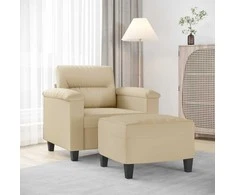 Sofa Krėslas su pakoja, kreminės spalvos, 60cm, mikropluošto audinys