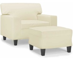Sofa Krėslas su pakoja, kreminės spalvos, 60cm, dirbtinė oda