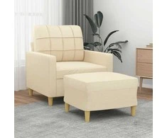 Sofa Krėslas su pakoja, kreminės spalvos, 60cm, audinys