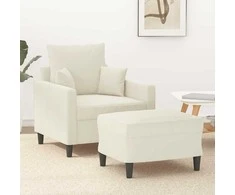 Sofa Krėslas su pakoja, kreminės spalvos, 60cm, aksomas