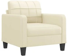 Sofa Krėslas su pakoja, kreminės spalvos, 60cm, dirbtinė oda