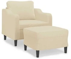 Sofa Krėslas su pakoja, kreminės spalvos, 60cm, audinys