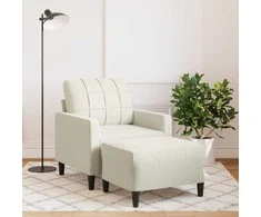 Sofa Krėslas su pakoja, kreminės spalvos, 60cm, aksomas