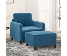 Sofa Krėslas su pakoja, mėlynos spalvos, 60cm, aksomas