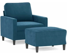 Sofa Krėslas su pakoja, mėlynos spalvos, 60cm, aksomas