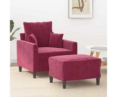 Sofa Krėslas su pakoja, raudonojo vyno spalvos, 60cm, aksomas
