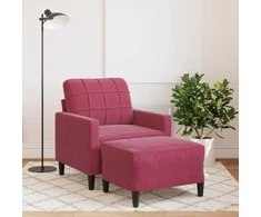 Sofa Krėslas su pakoja, raudonojo vyno spalvos, 60cm, aksomas