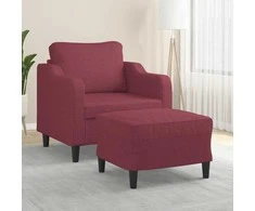 Sofa Krėslas su pakoja, raudonojo vyno spalvos, 60cm, audinys