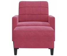 Sofa Krėslas su pakoja, raudonojo vyno spalvos, 60cm, aksomas