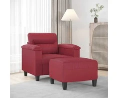 Sofa Krėslas su pakoja, raudonojo vyno spalvos, 60cm, dirbtinė oda