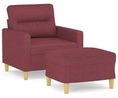 Sofa Krėslas su pakoja, raudonojo vyno spalvos, 60cm, audinys