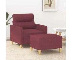 Sofa Krėslas su pakoja, raudonojo vyno spalvos, 60cm, audinys