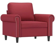 Sofa Krėslas su pakoja, raudonojo vyno spalvos, 60cm, dirbtinė oda