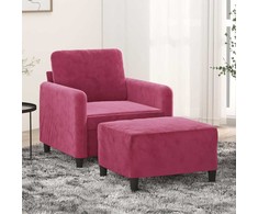 Sofa Krėslas su pakoja, raudonojo vyno spalvos, 60cm, aksomas
