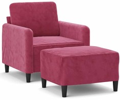 Sofa Krėslas su pakoja, raudonojo vyno spalvos, 60cm, aksomas
